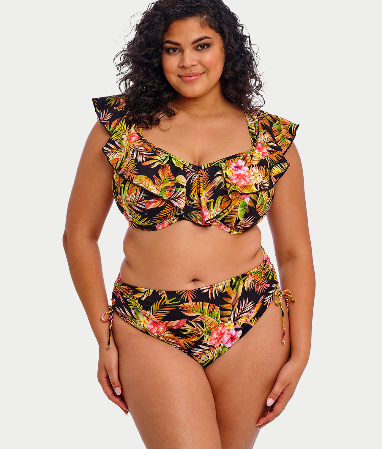 Plus Size Tiger Valley Ruffle Underwire Bikini Top - Image 3