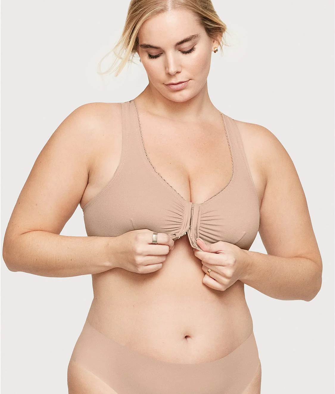 Front-Close Cotton T-Back Wire-Free Comfort Bra - Image 6