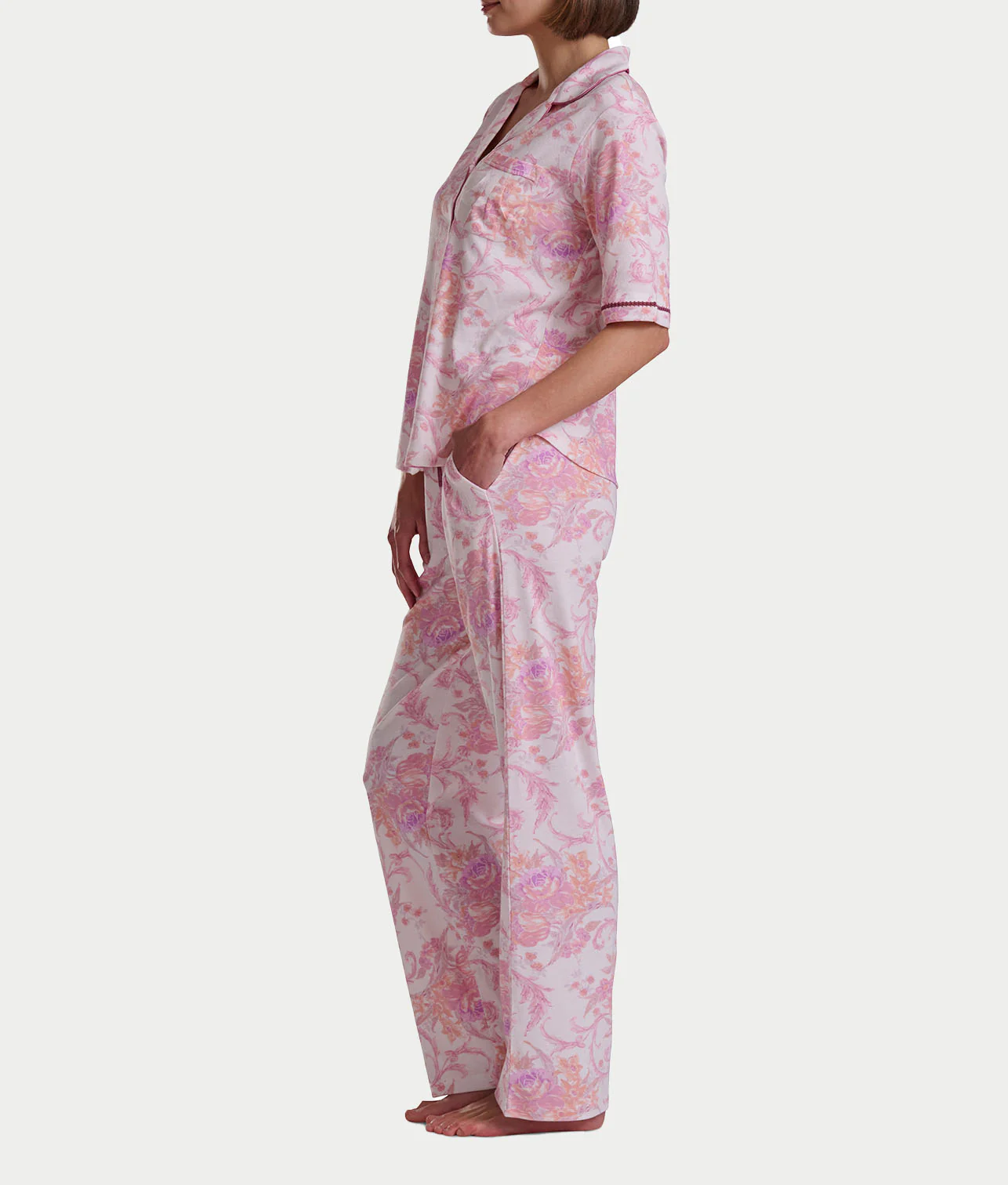 Romantic Fields Notch Collar Pajama Set with Lace - Image 8