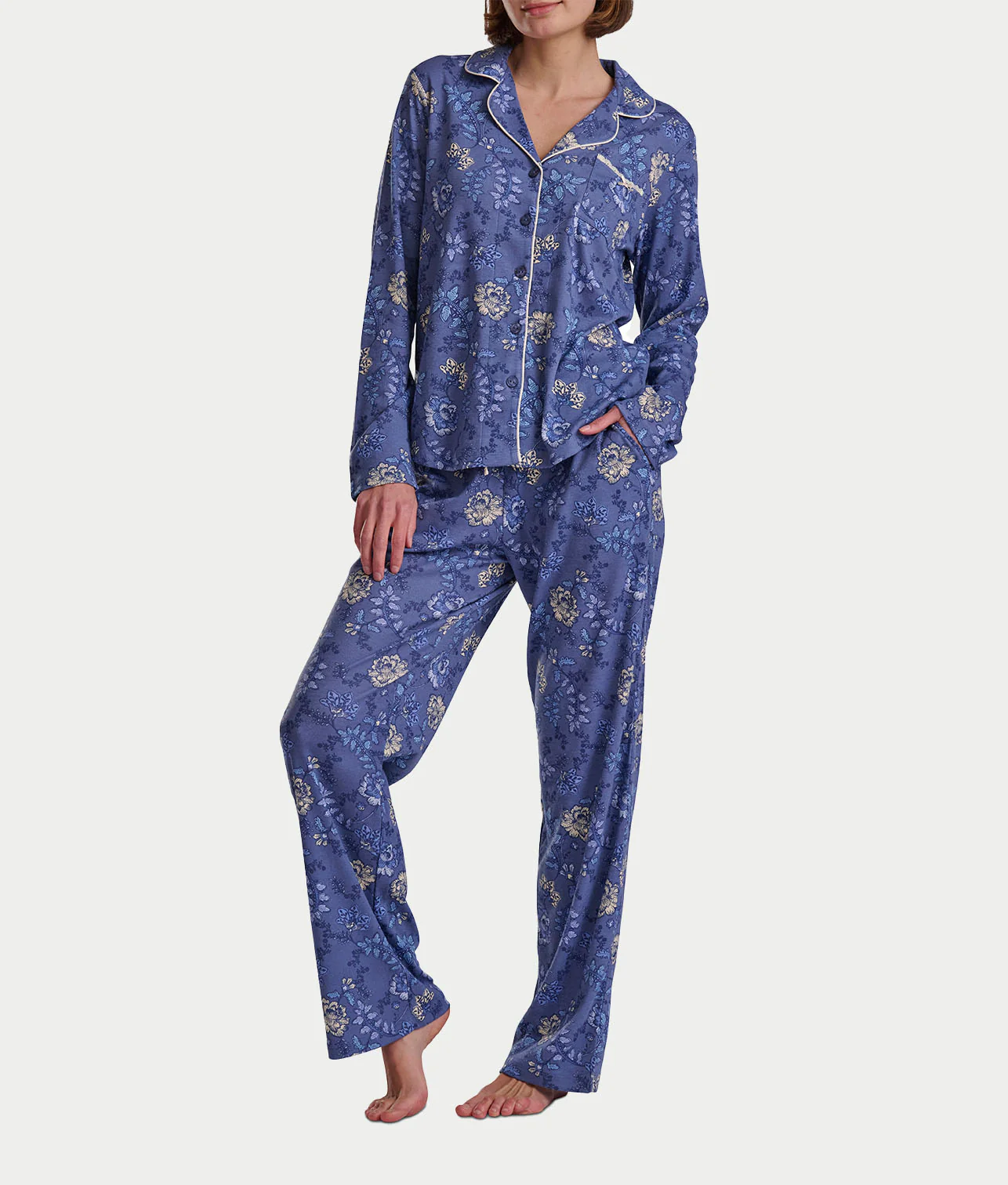 Blue Era Girlfriend Knit Pajama Set with Lace - Image 4