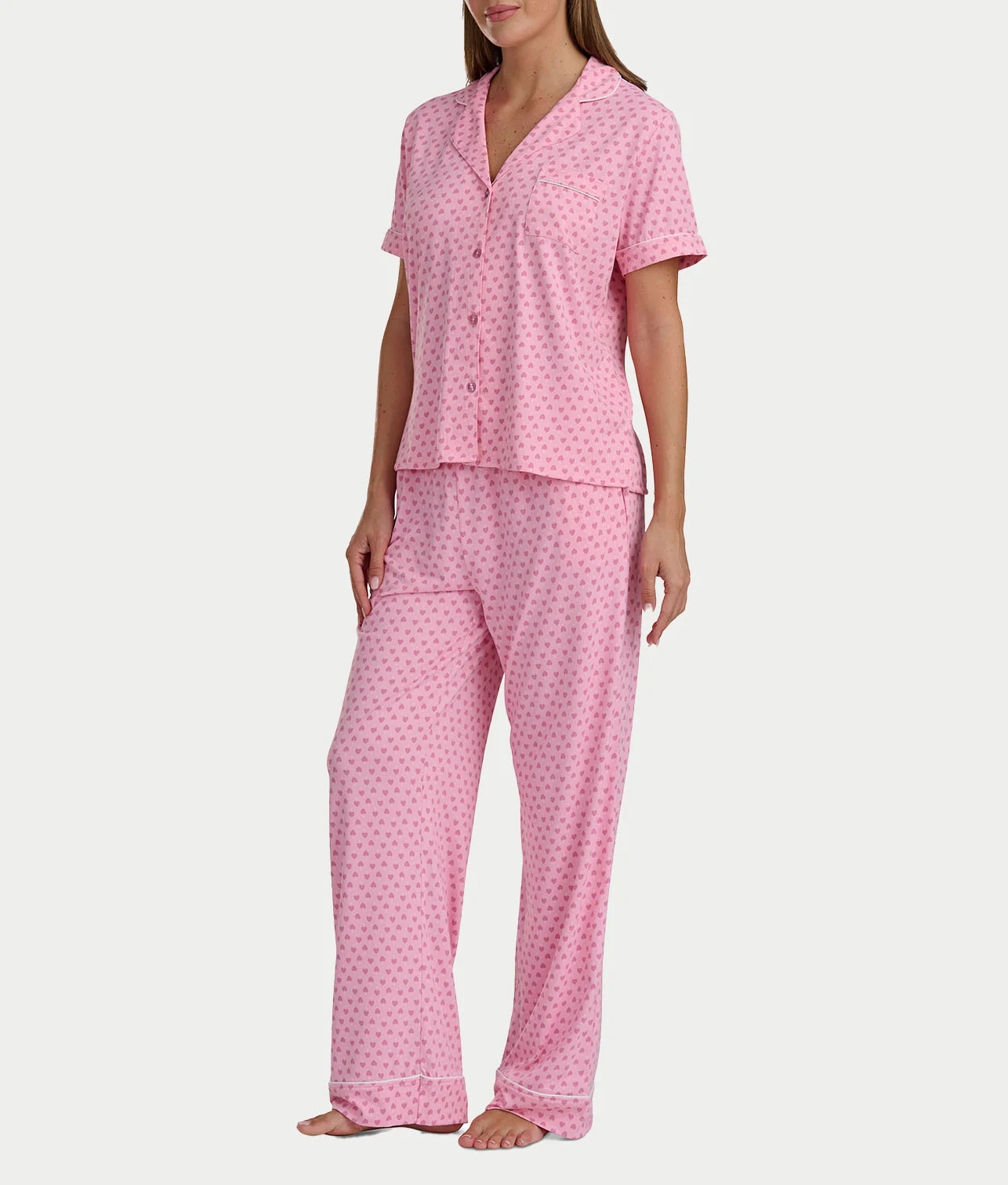 Brushed Jersey Knit Short Sleeve Top Pajama Set - Image 14