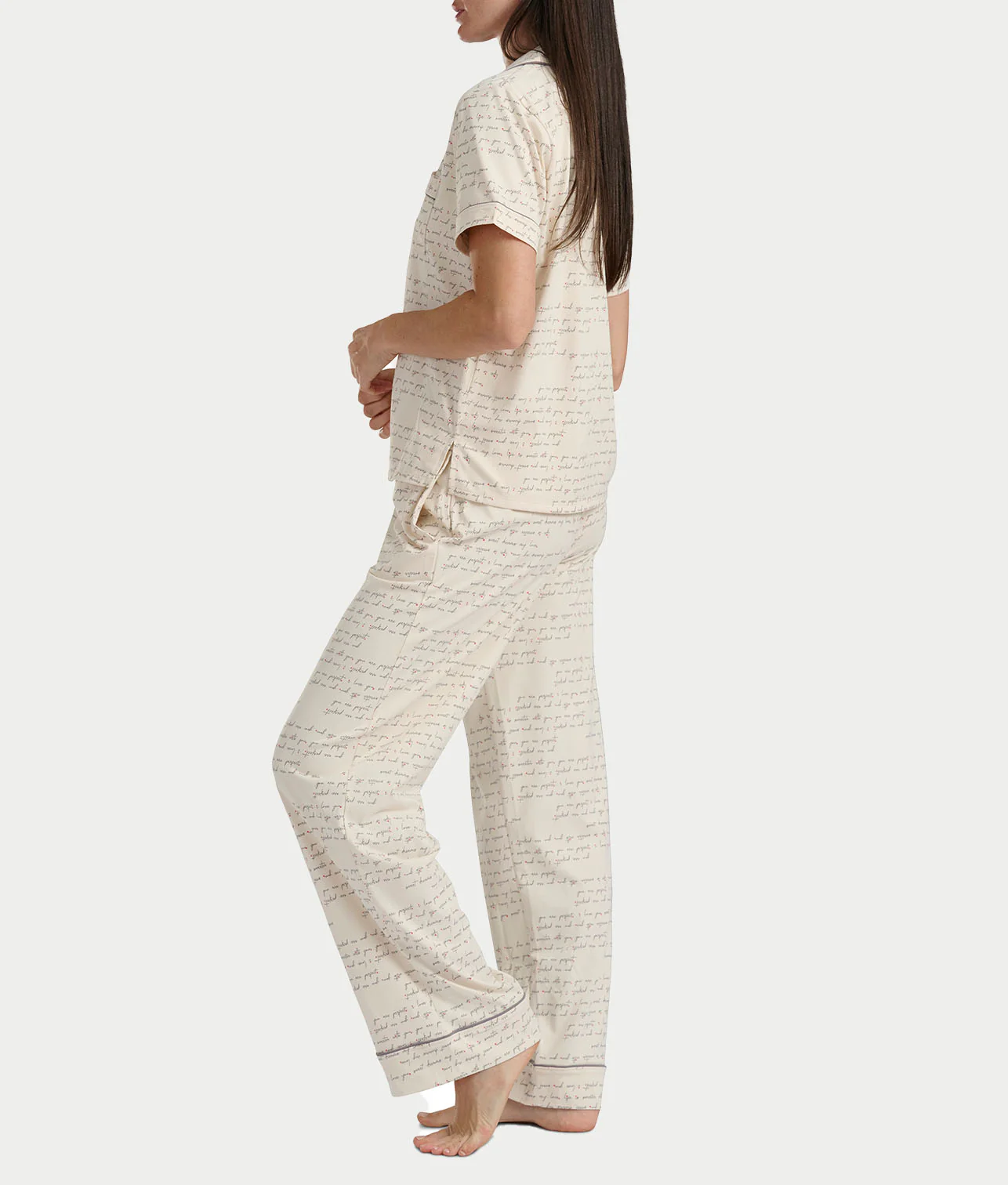 Brushed Jersey Knit Short Sleeve Top Pajama Set - Image 19
