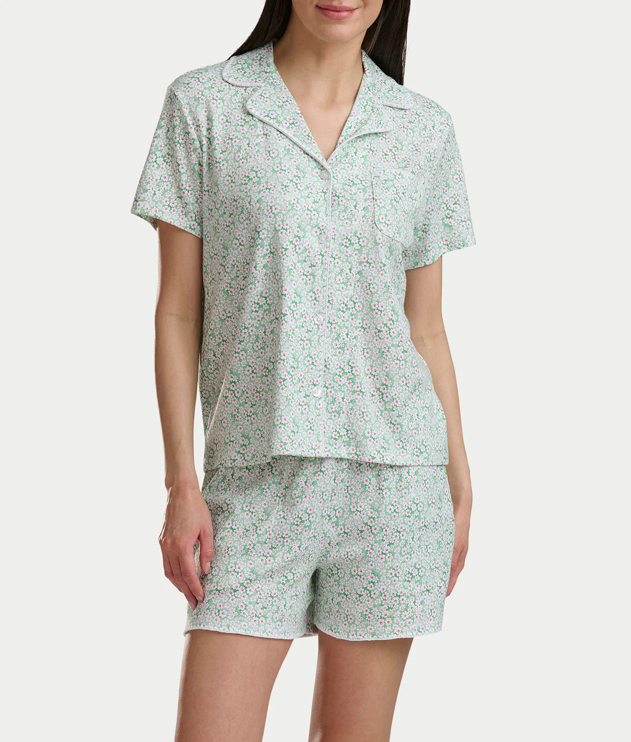 Notch Collar Knit Short Pajama Set