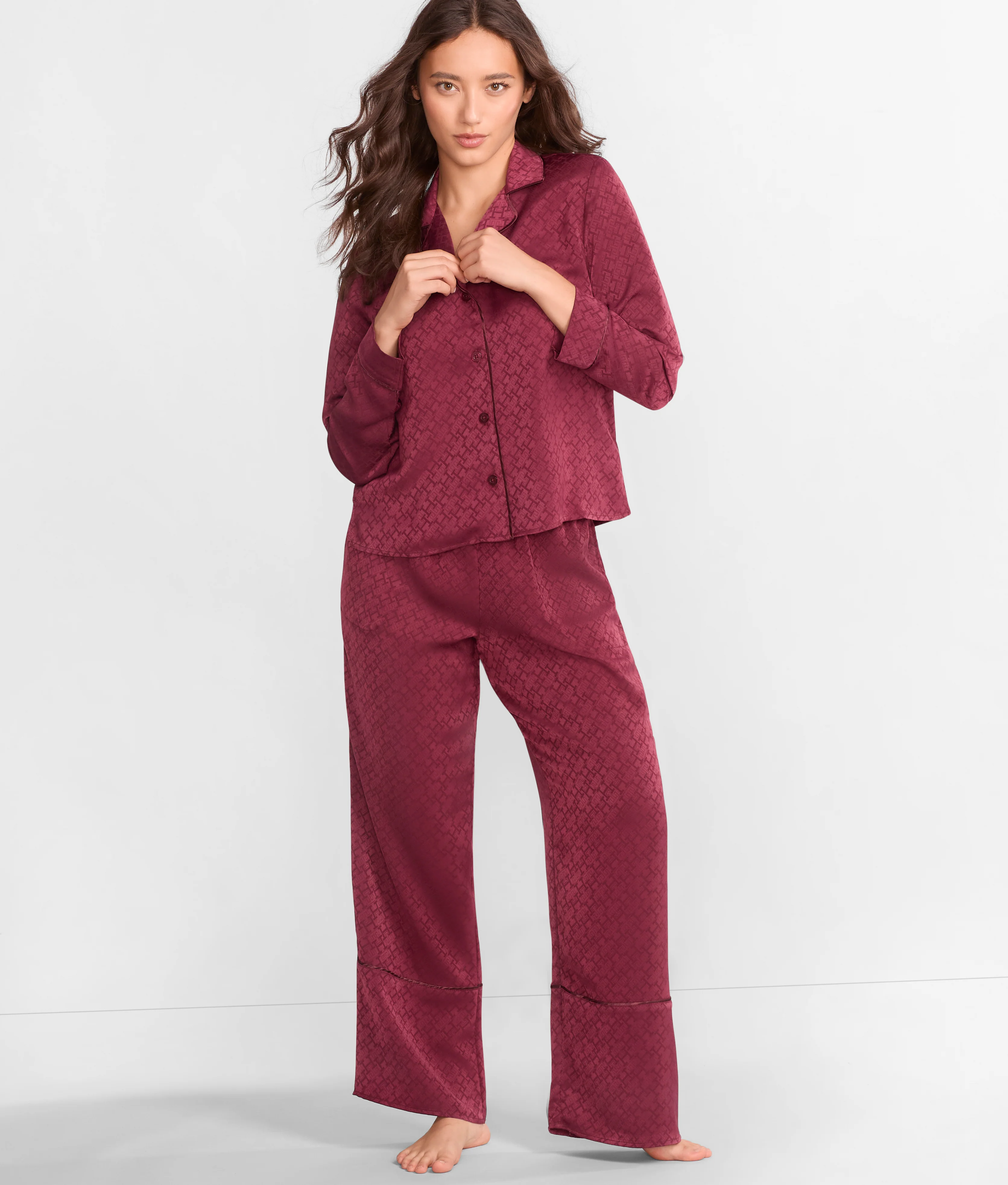 Notch Collar Woven Pajama Set - Image 10